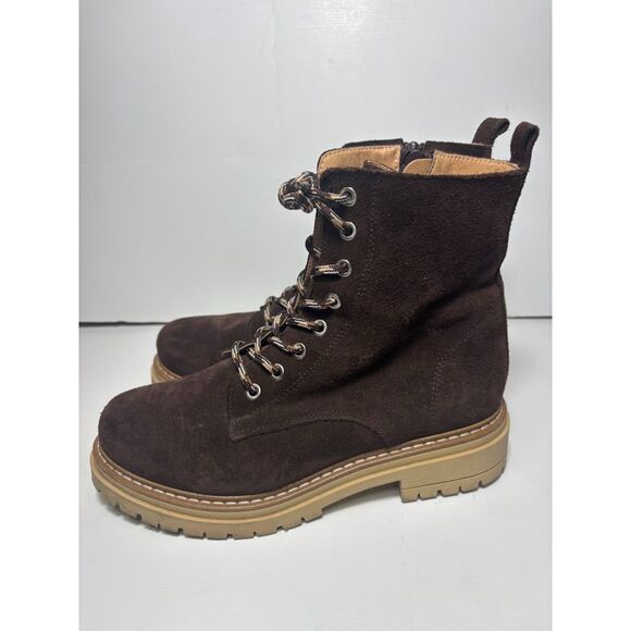 Anthropologie Maeve Harvest Hiker Brown Suede Boot EU 39 US 8.5 Lace Up Combat - Picture 5 of 7